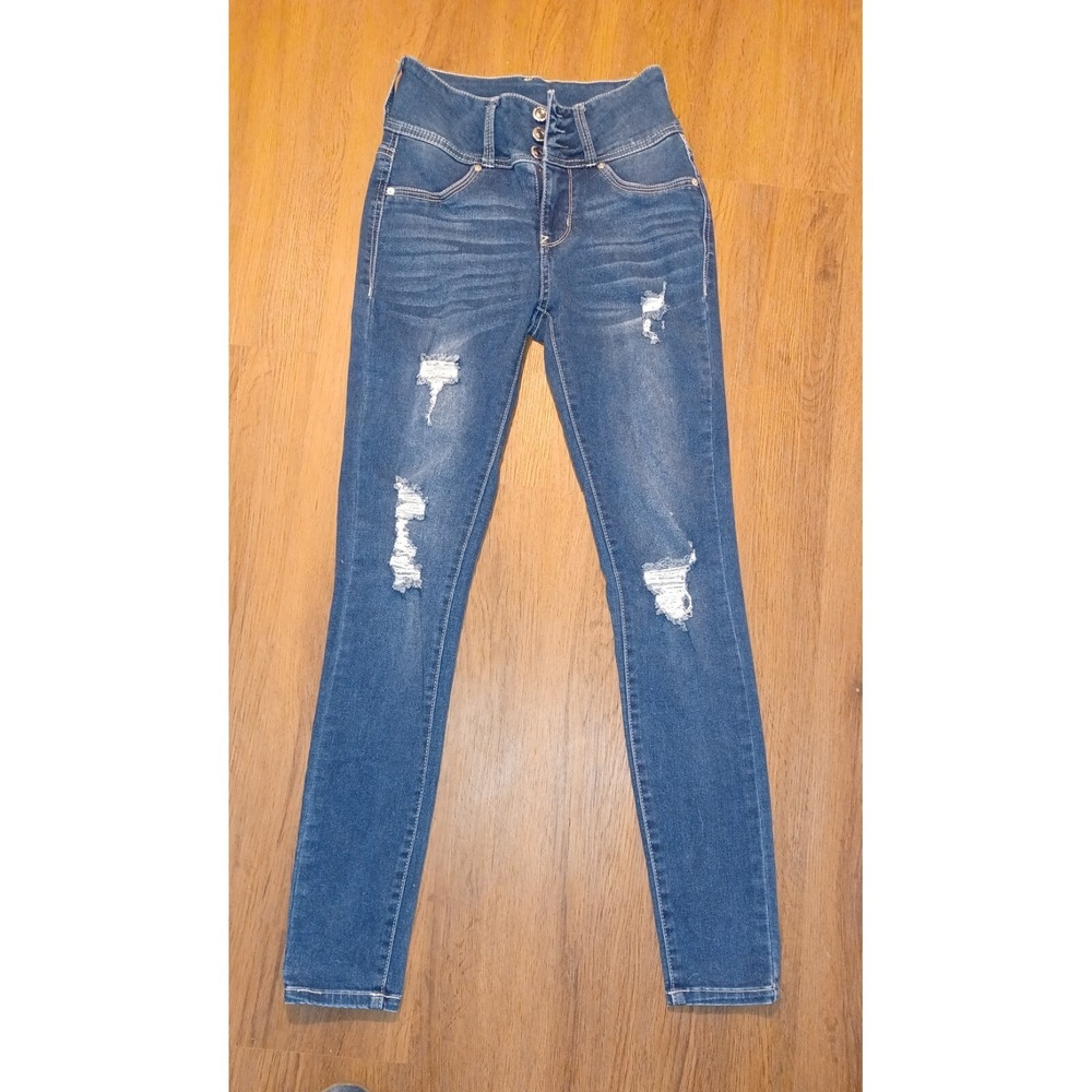 Wallflower Denim Womens Sz 0 The Sassy High Rise‎ Ripped Holey Distressed